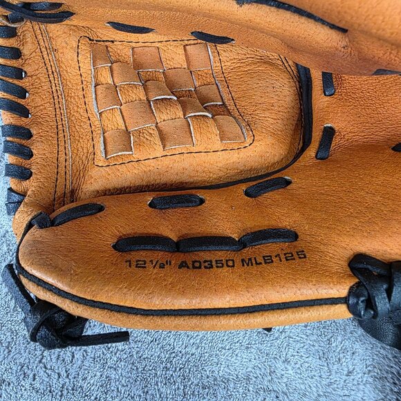 Wilson A350 MLB 12.5" Baseball Glove Genuine Leather Black & Orange Right-Hand T - Picture 6 of 7